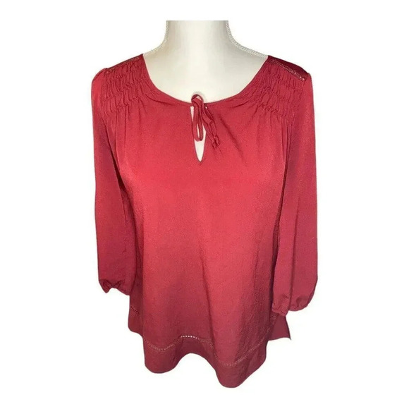 Princess Vera Wang Red‎ Keyhole tie neckline blouse size small - Picture 1 of 4